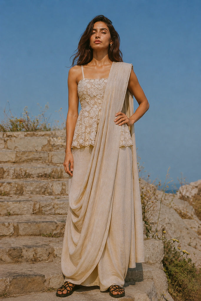 LINEN SARI DRAPE SKIRT dash and dot