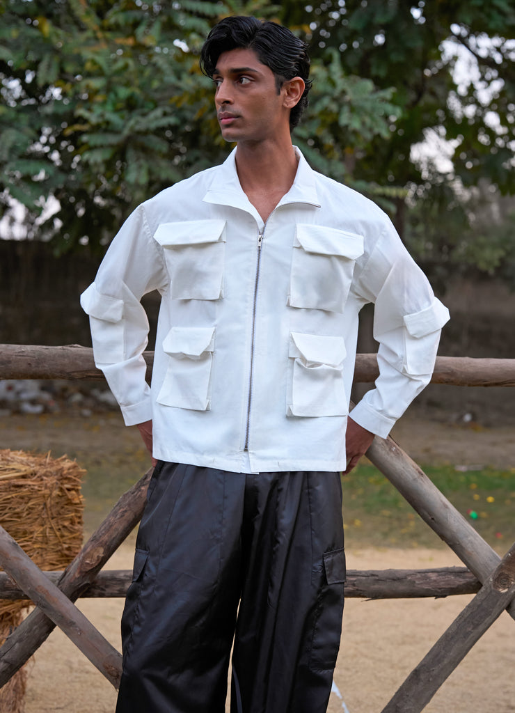 POPLIN ZIP SHIRT & BLACK JOGGER PANT dash and dot