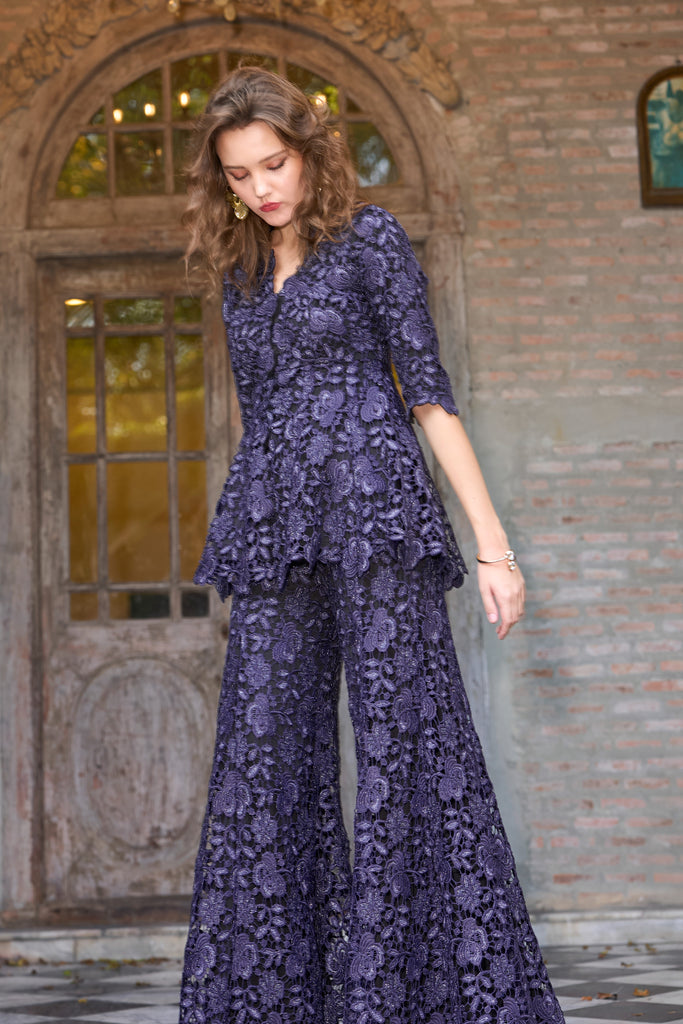 EMBROIDERED LACE PEPLUM TOP dash and dot