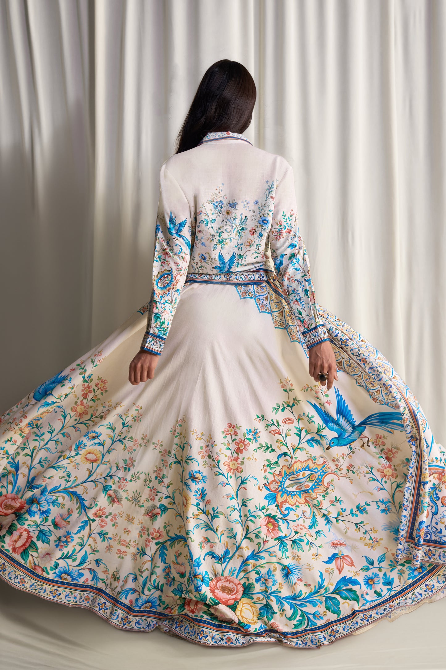 LINEN BOTANICAL PRINT SHIRT & MAXI SKIRT