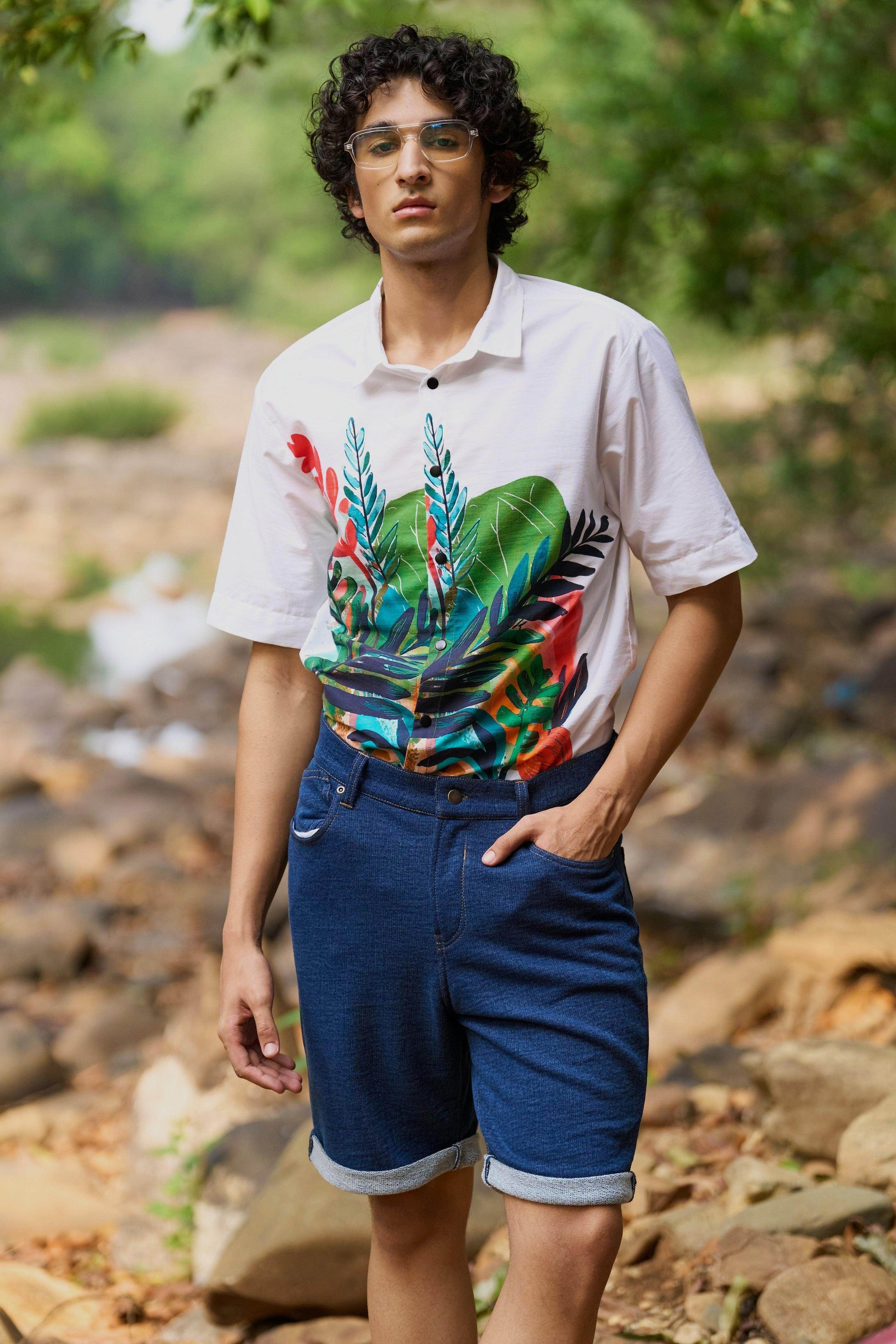 DENIM KNIT SHORTS - dash and dot