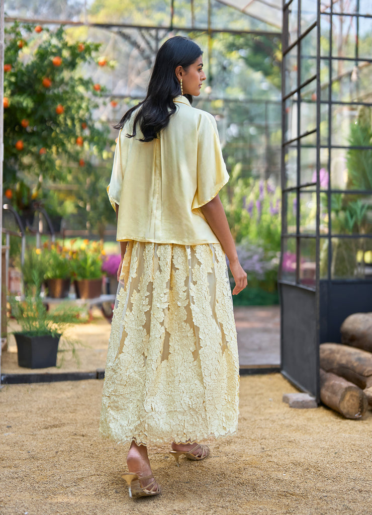 YELLOW SATIN SHIRT dash and dot