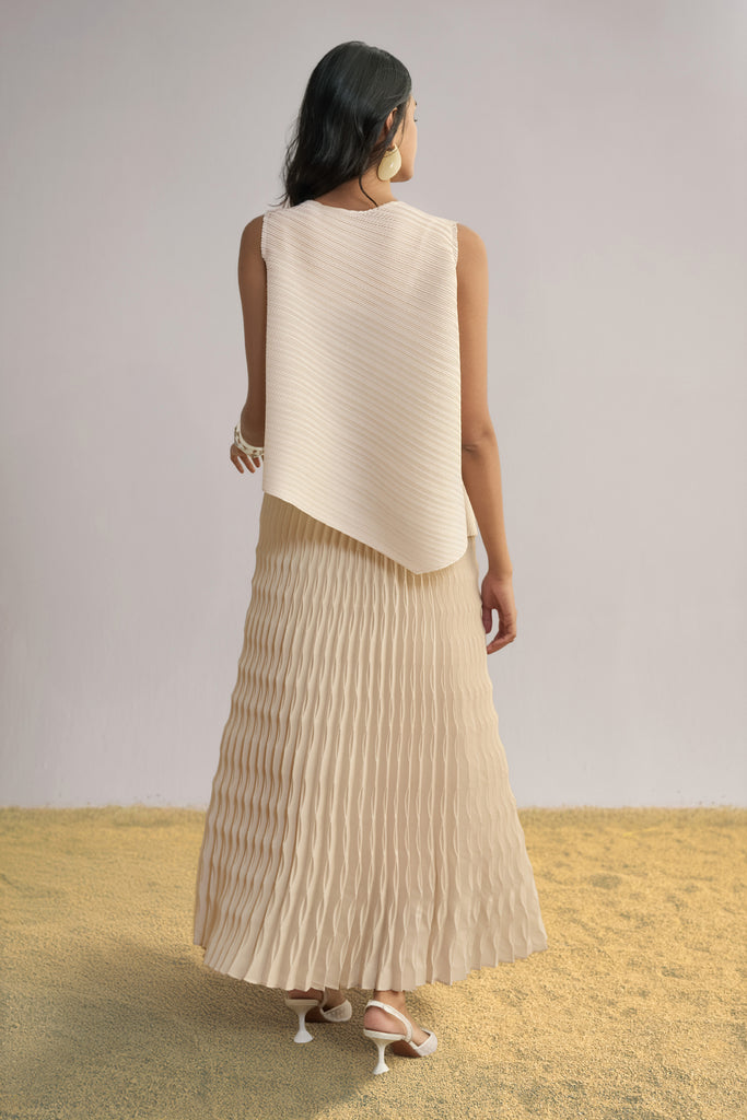 IRREGULAR PLEATED MAXI SKIRT dash and dot