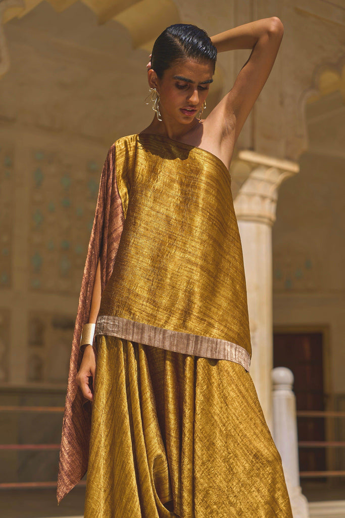 LAMÉ BLOCKED ONE SHOULDER SET - dash and dot dash and dot