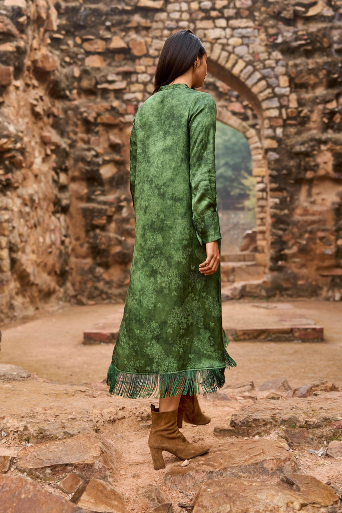 JACQUARD FRINGE MIDI SHIRT DRESS - dash and dot dash and dot