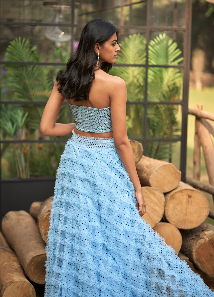 POLKA DOT SMOCKED BRALETTE & APPLIQUÉ FLARED SKIRT dash and dot