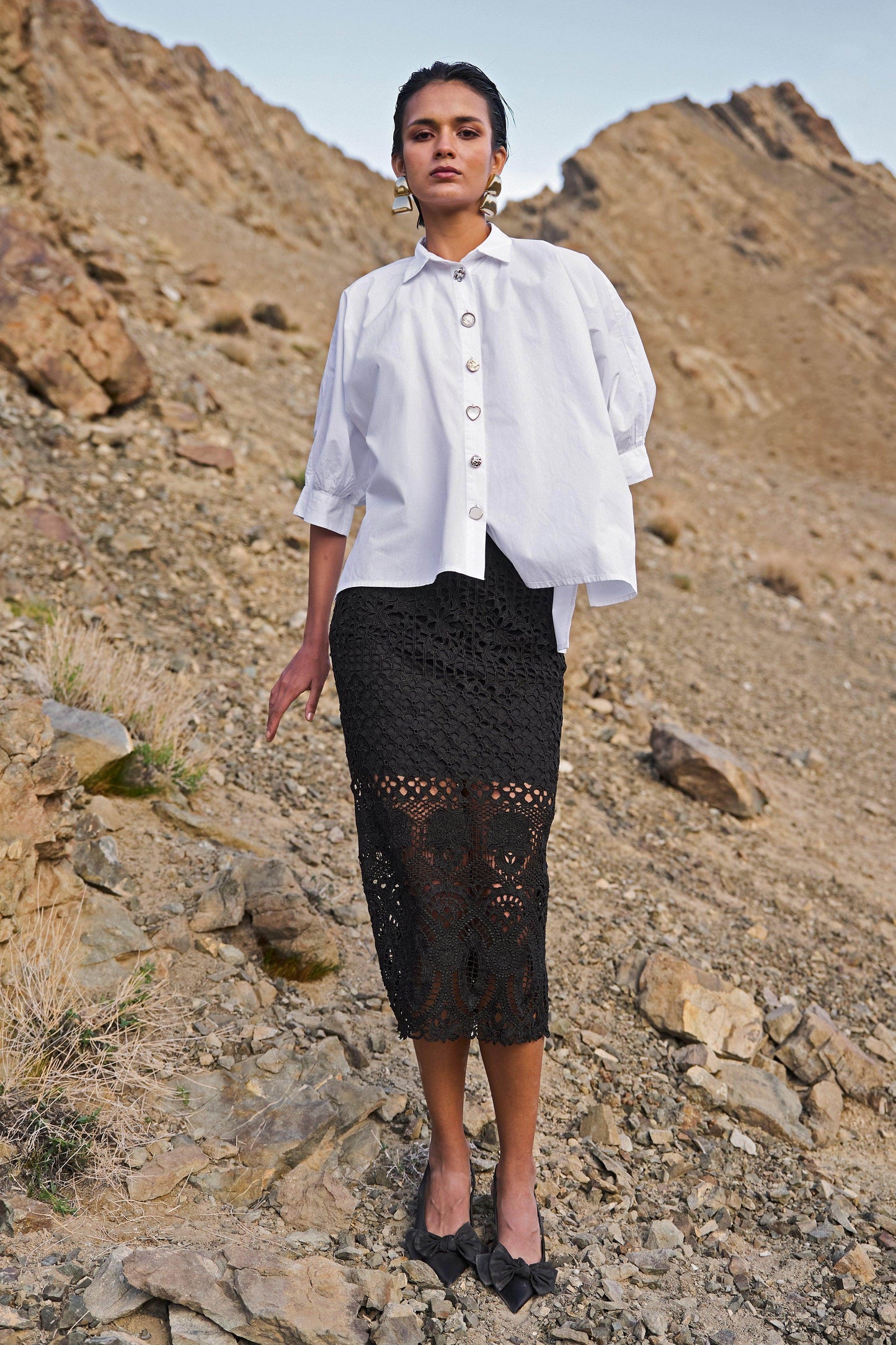 METALLIC LACE SKIRT - dash and dot