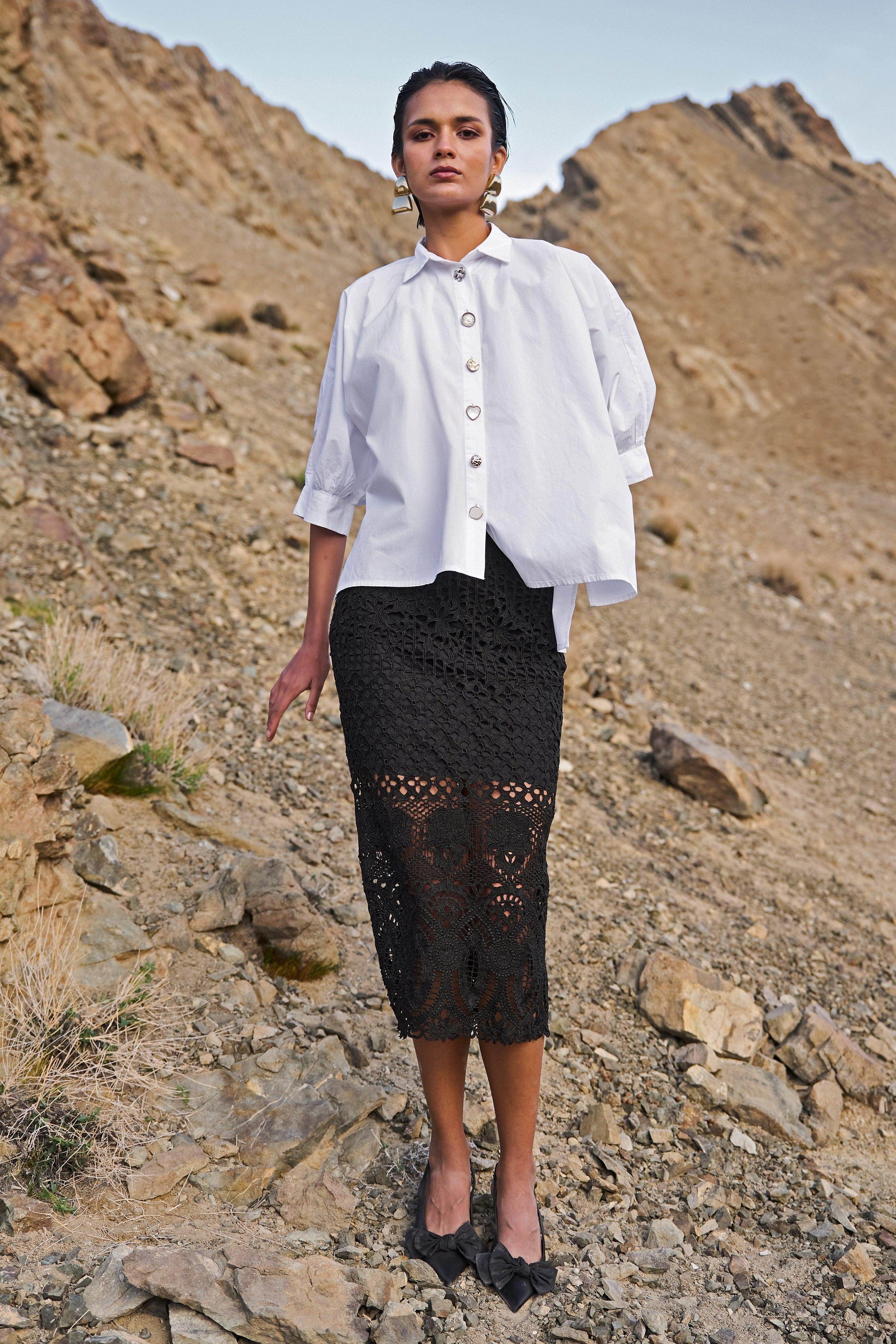 METALLIC LACE SKIRT - dash and dot
