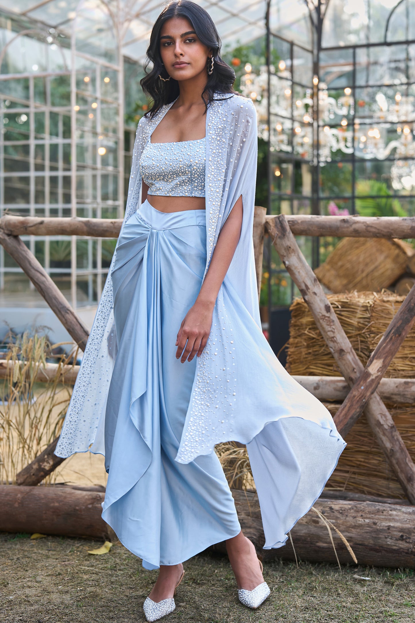 PEARL EMBROIDERED CAPE