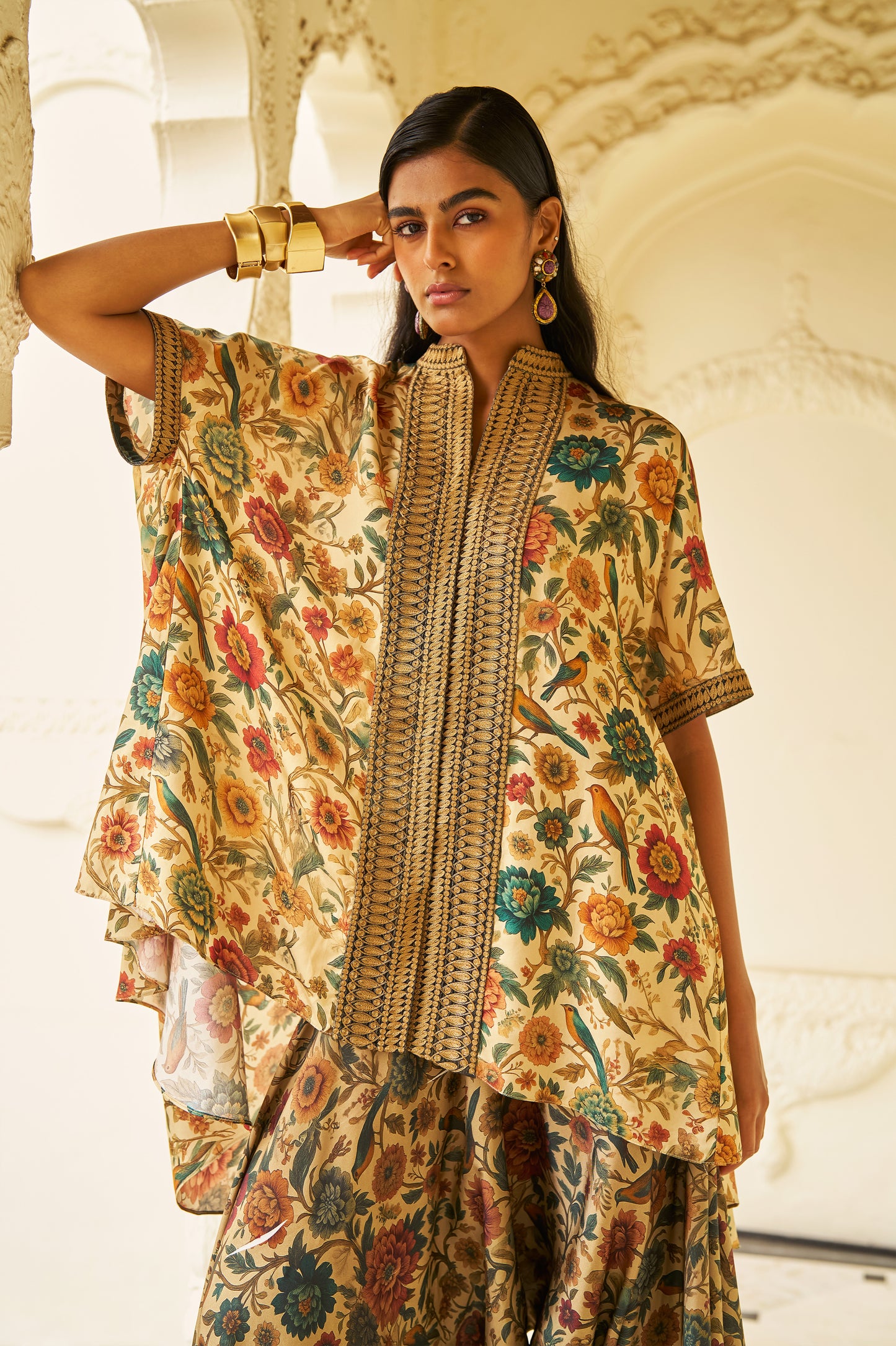 DORI EMBROIDERED PRINTED TOP