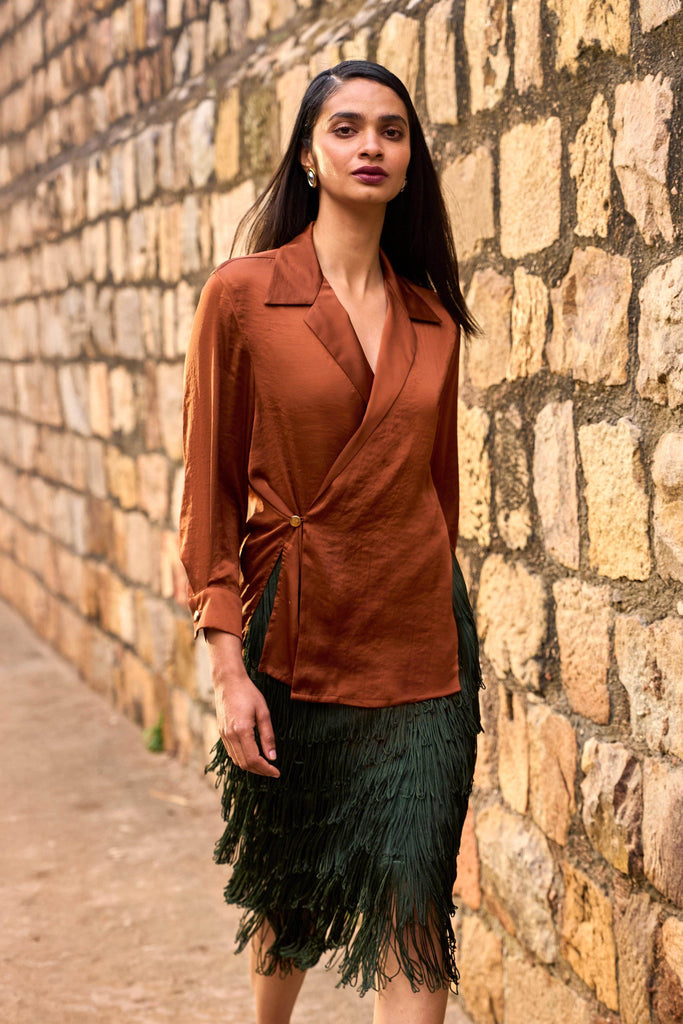 LAYERED FRINGE MIDI SKIRT - dash and dot dash and dot