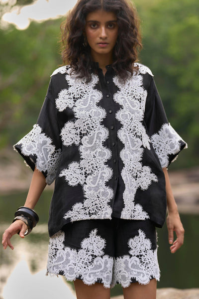 SILK LINEN LACE SHIRT - dash and dot