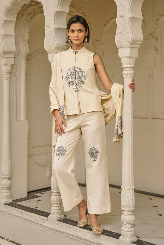 LINEN EMBROIDERED PANT dash and dot