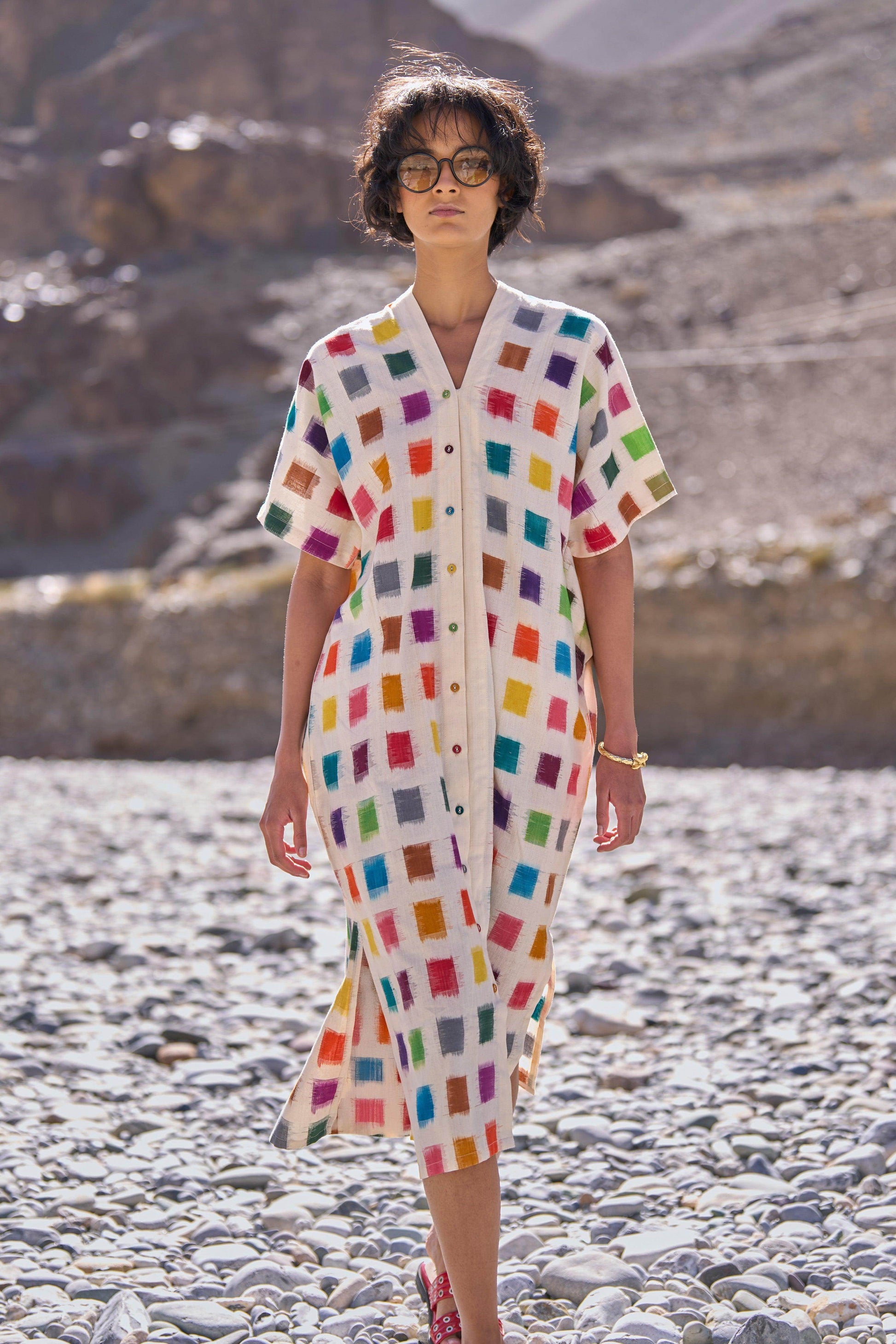 MULTICOLOUR IKAT SHIRT DRESS - dash and dot