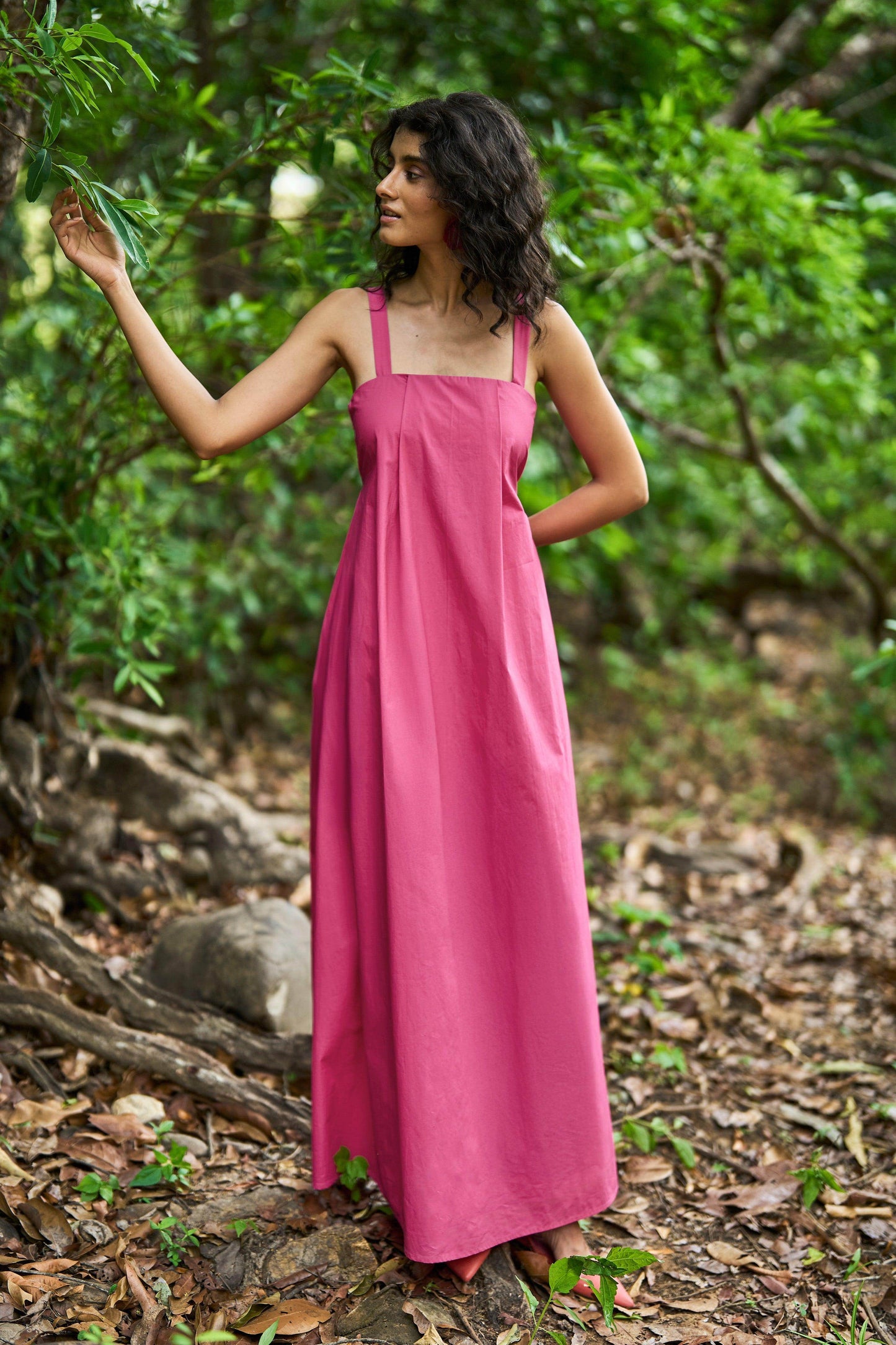 FUCHSIA POPLIN MIDI - dash and dot