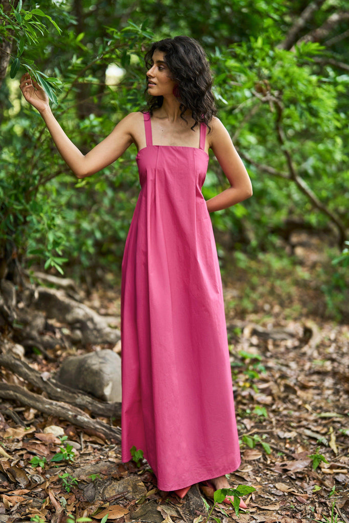 FUCHSIA POPLIN MIDI - dash and dot dash and dot