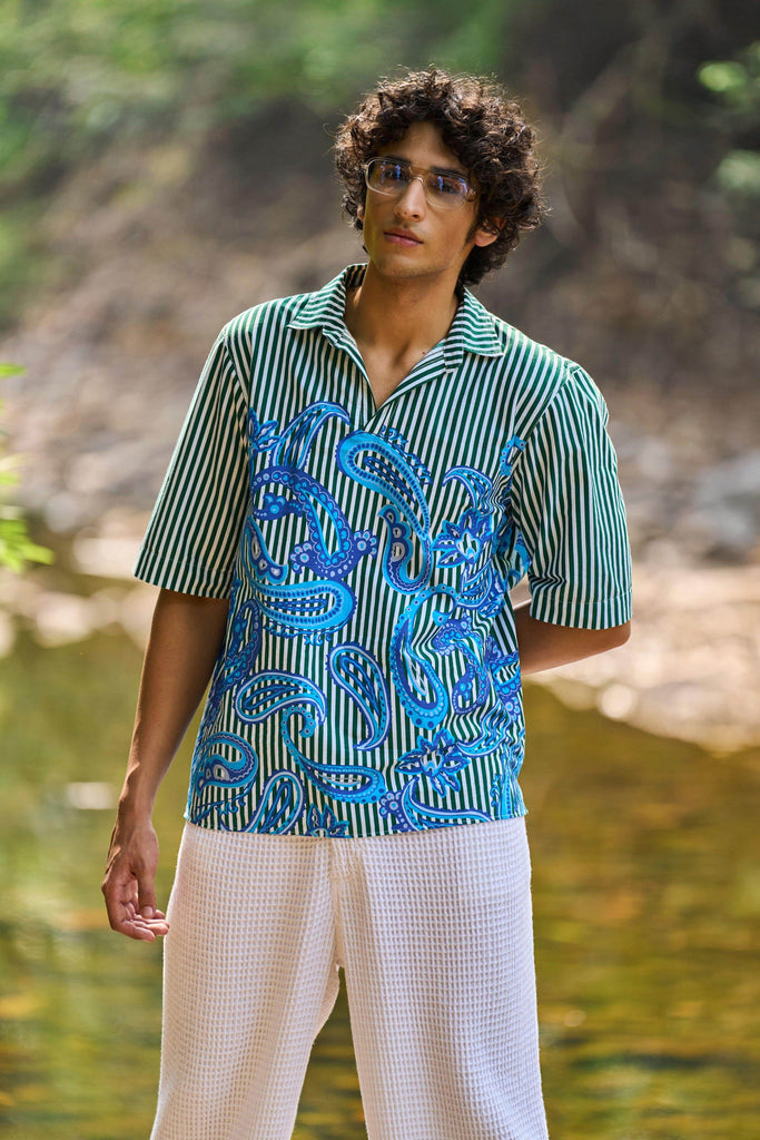 PRINTED STRIPE POPOVER SHIRT - dash and dot dash and dot