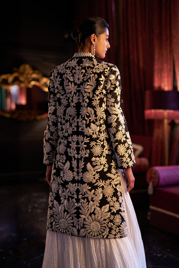 GOTA EMBROIDERED LONGLINE JACKET dash and dot