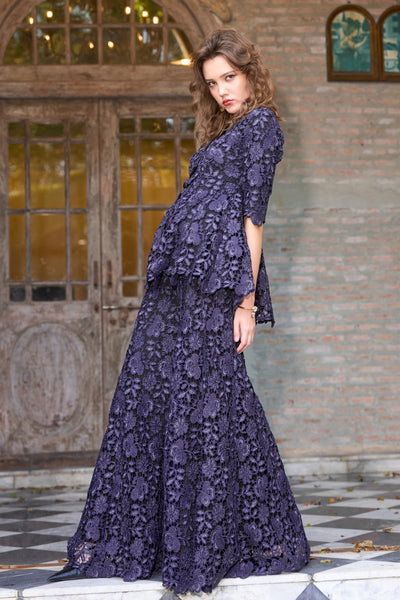 EMBROIDERED LACE FLARED PANT