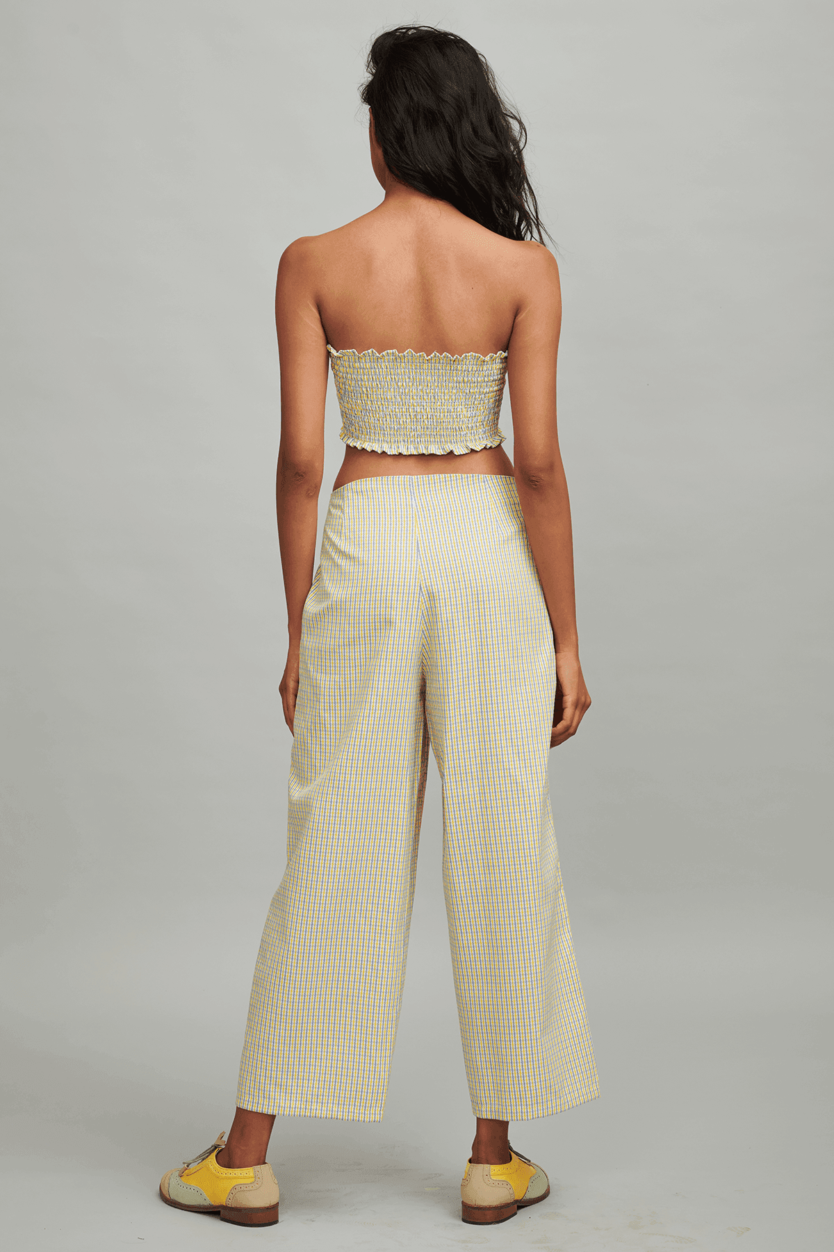 YELLOW BLUE CHECK PANT - dash and dot