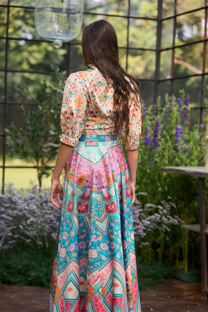 MOSAIC PRINT FLARED SKIRT dash and dot