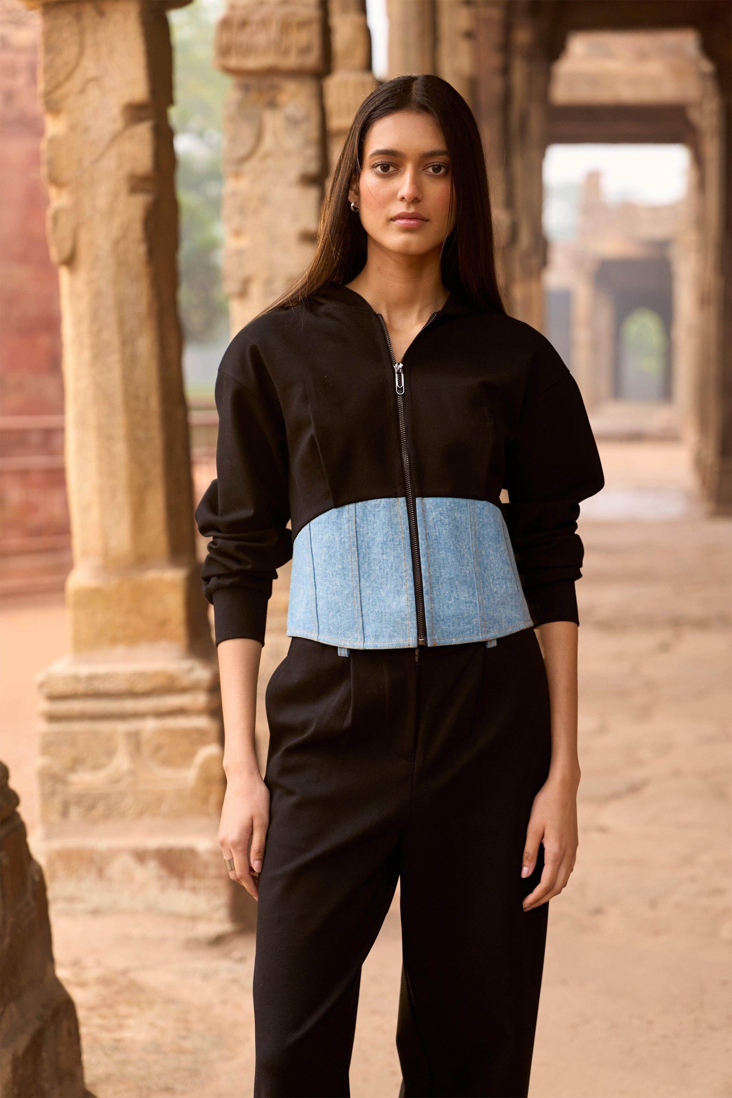 DENIM BLOCKED JOGGER SET - dash and dot