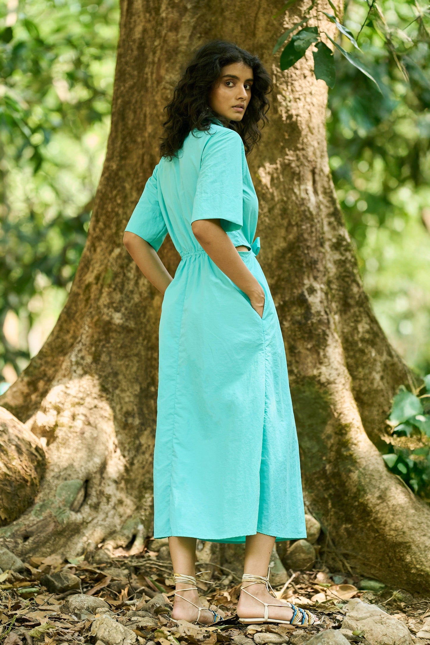 FRONT TIE SHIRT DRESS - dash and dot