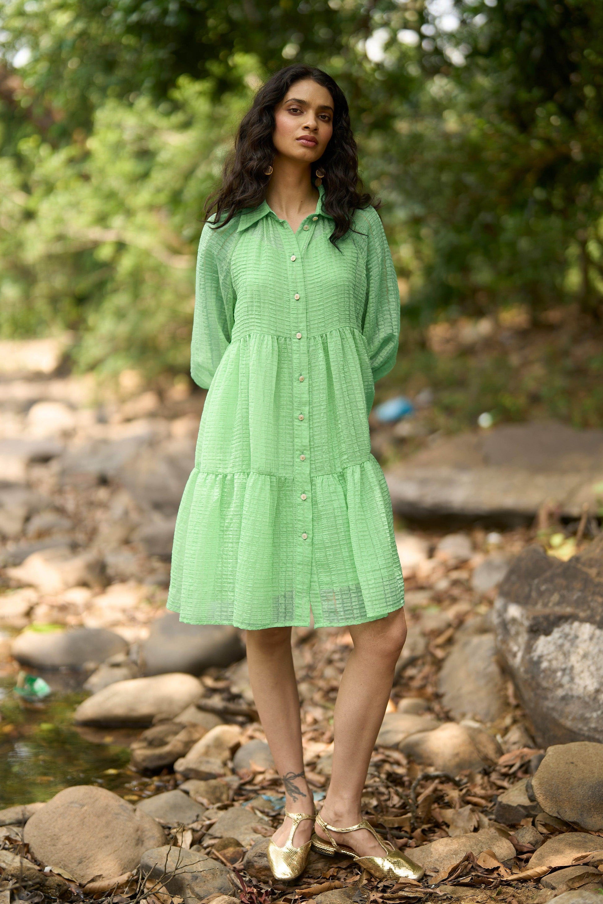 TEXTURED TIERED DRESS - dash and dot