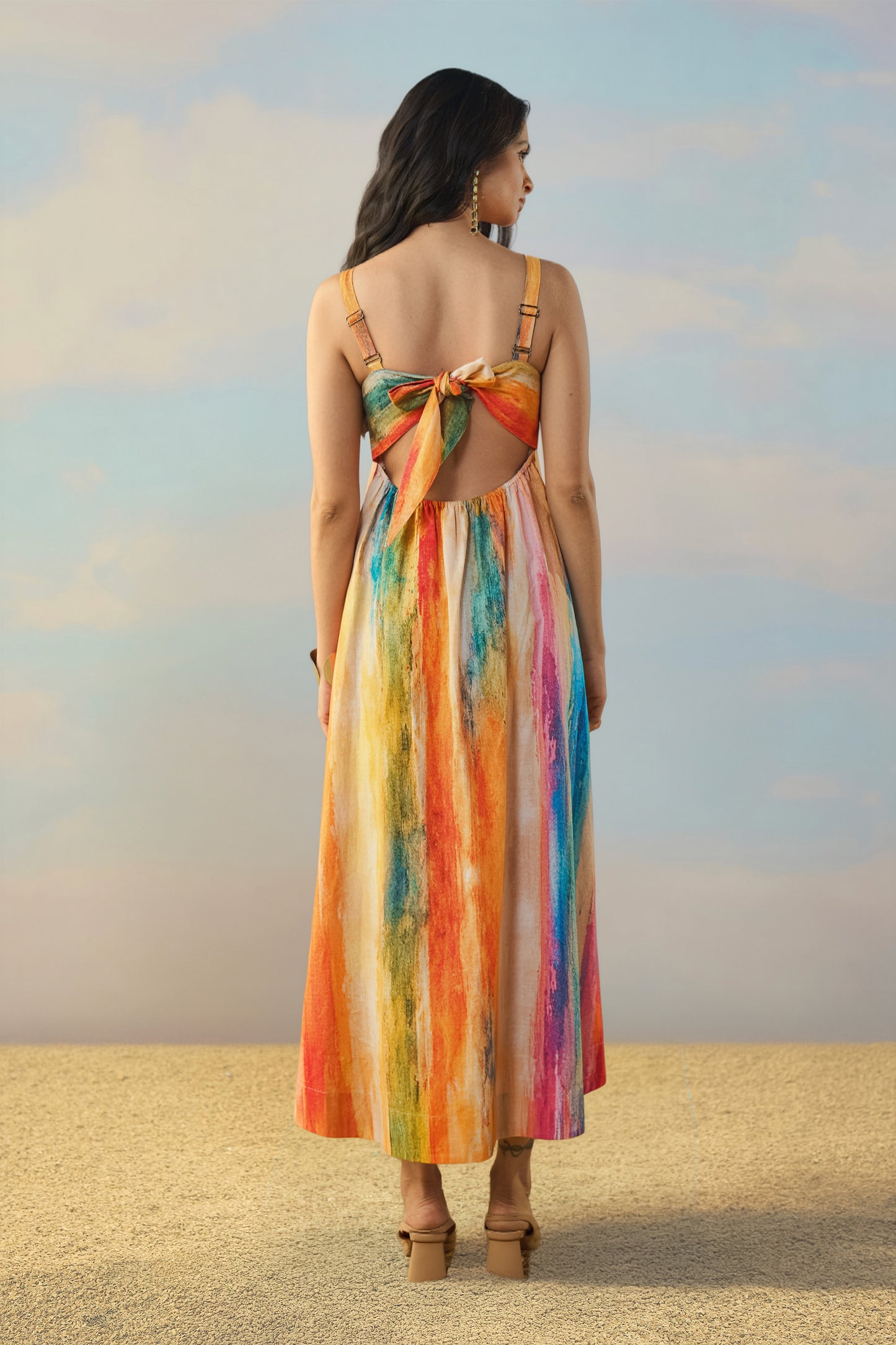 LINEN ABSTRACT WATERCOLOUR MAXI