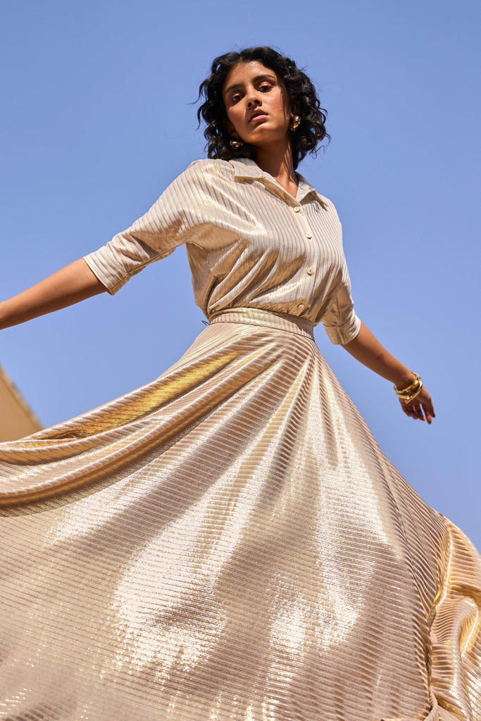 TEXTURED LAMÉ MAXI SKIRT SET - dash and dot dash and dot