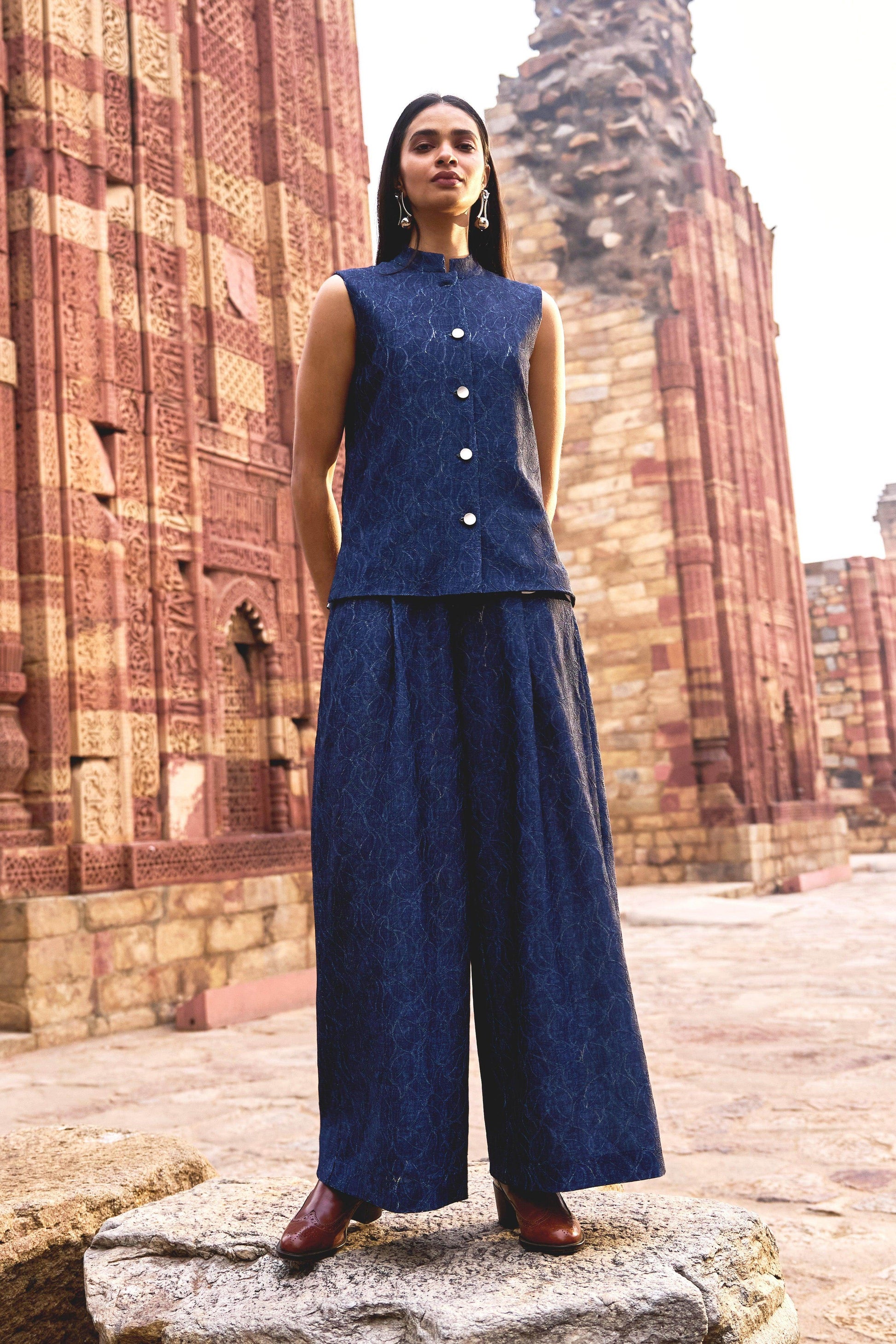 DENIM LACE WAISTCOAT AND PANT SET - dash and dot