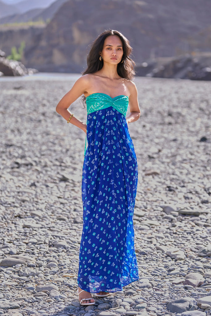 BANDHANI DRAPED DRESS dash and dot