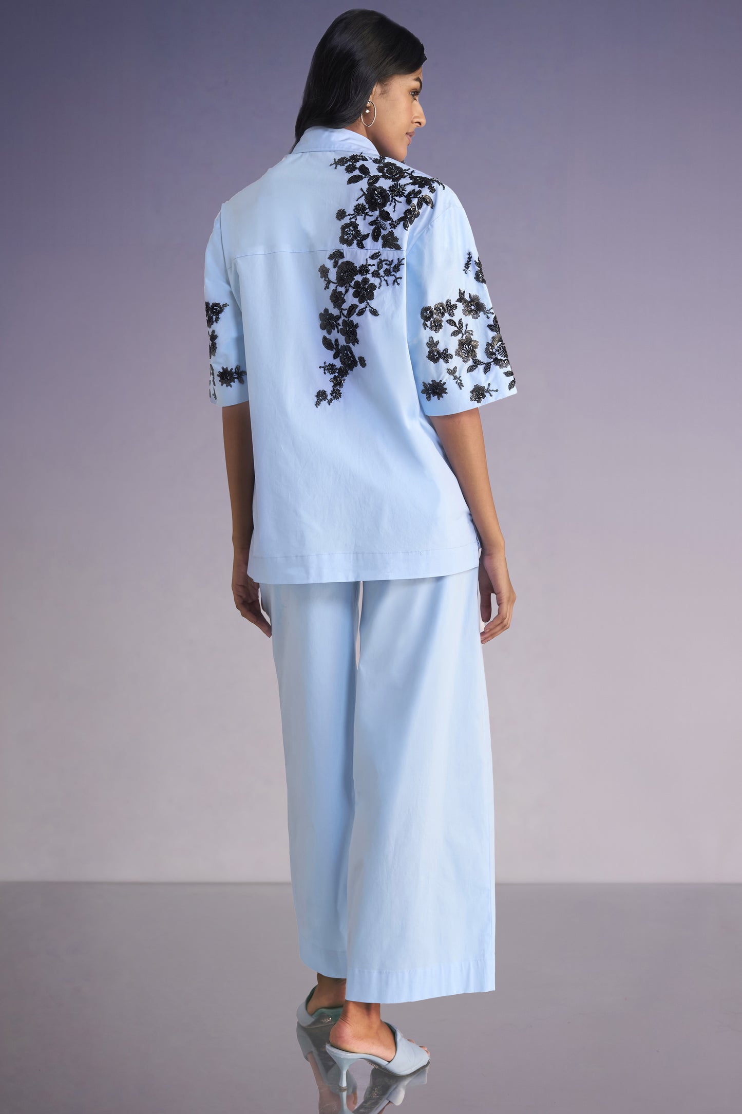 FLORAL BEAD EMBROIDERED PANT