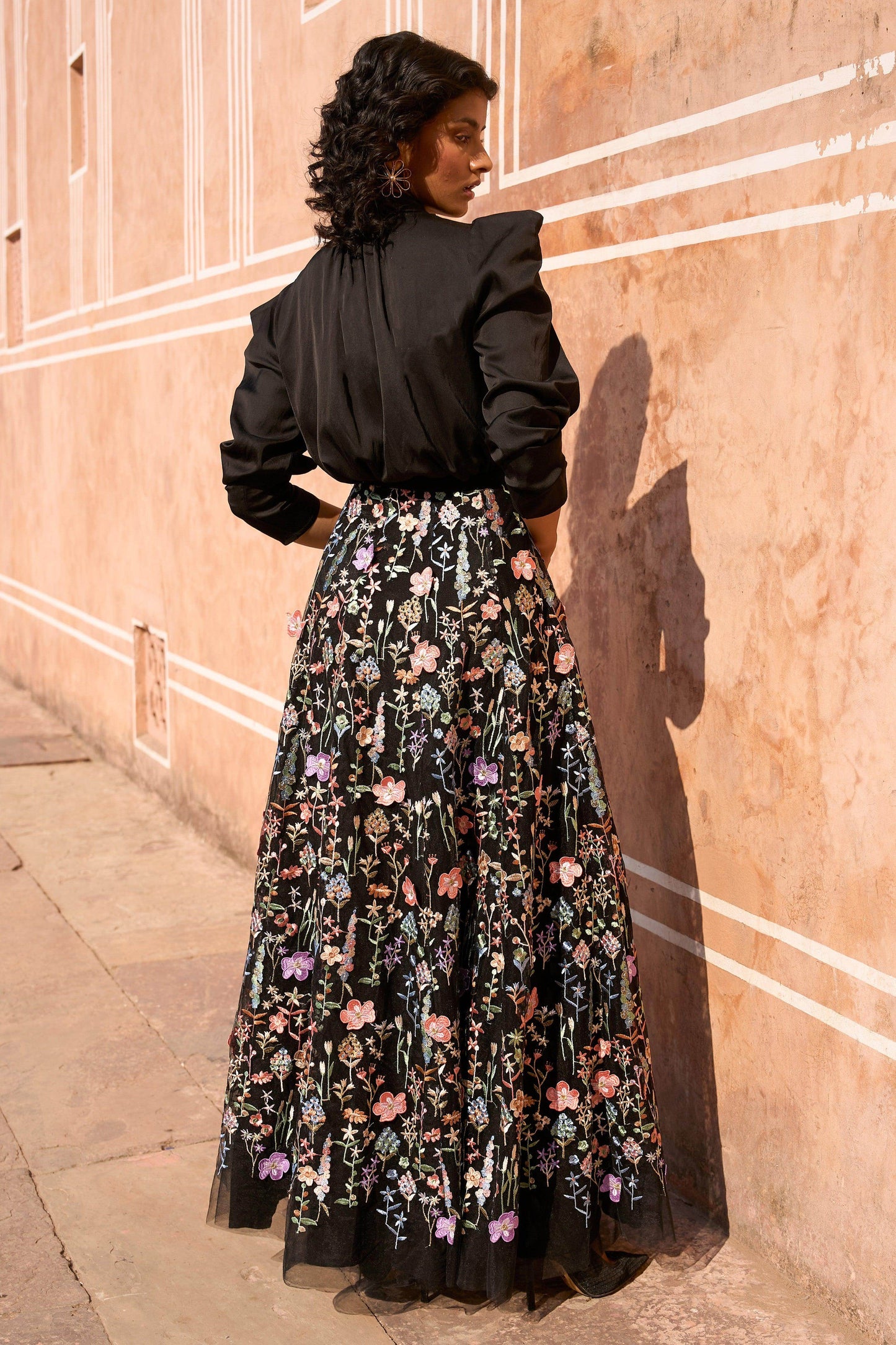 3D FLORAL MAXI SKIRT - dash and dot