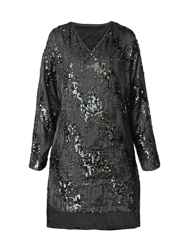 HIGH/LOW SEQUIN SHIRT DRESS - dash and dot dash and dot