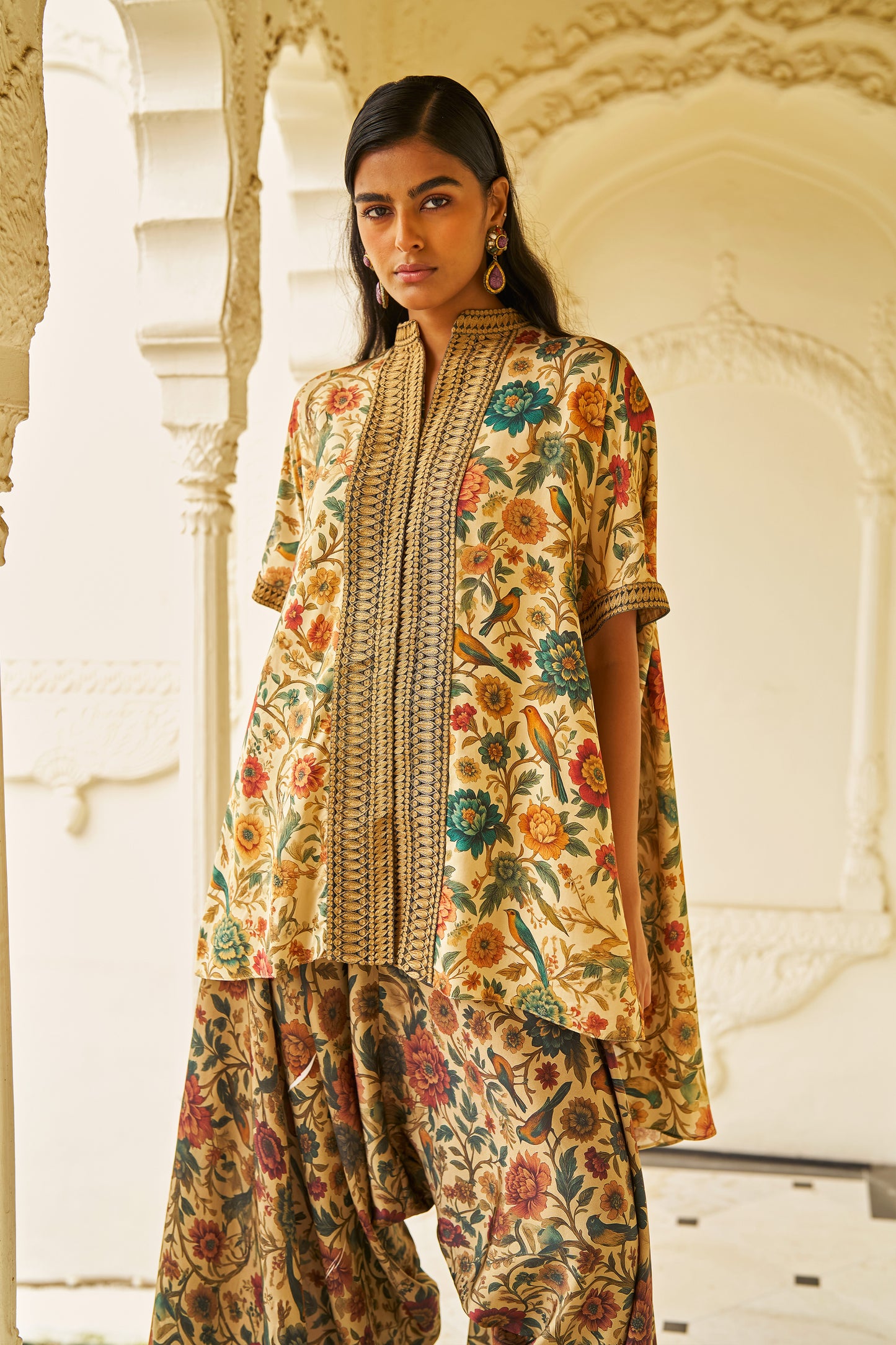 DORI EMBROIDERED PRINTED TOP