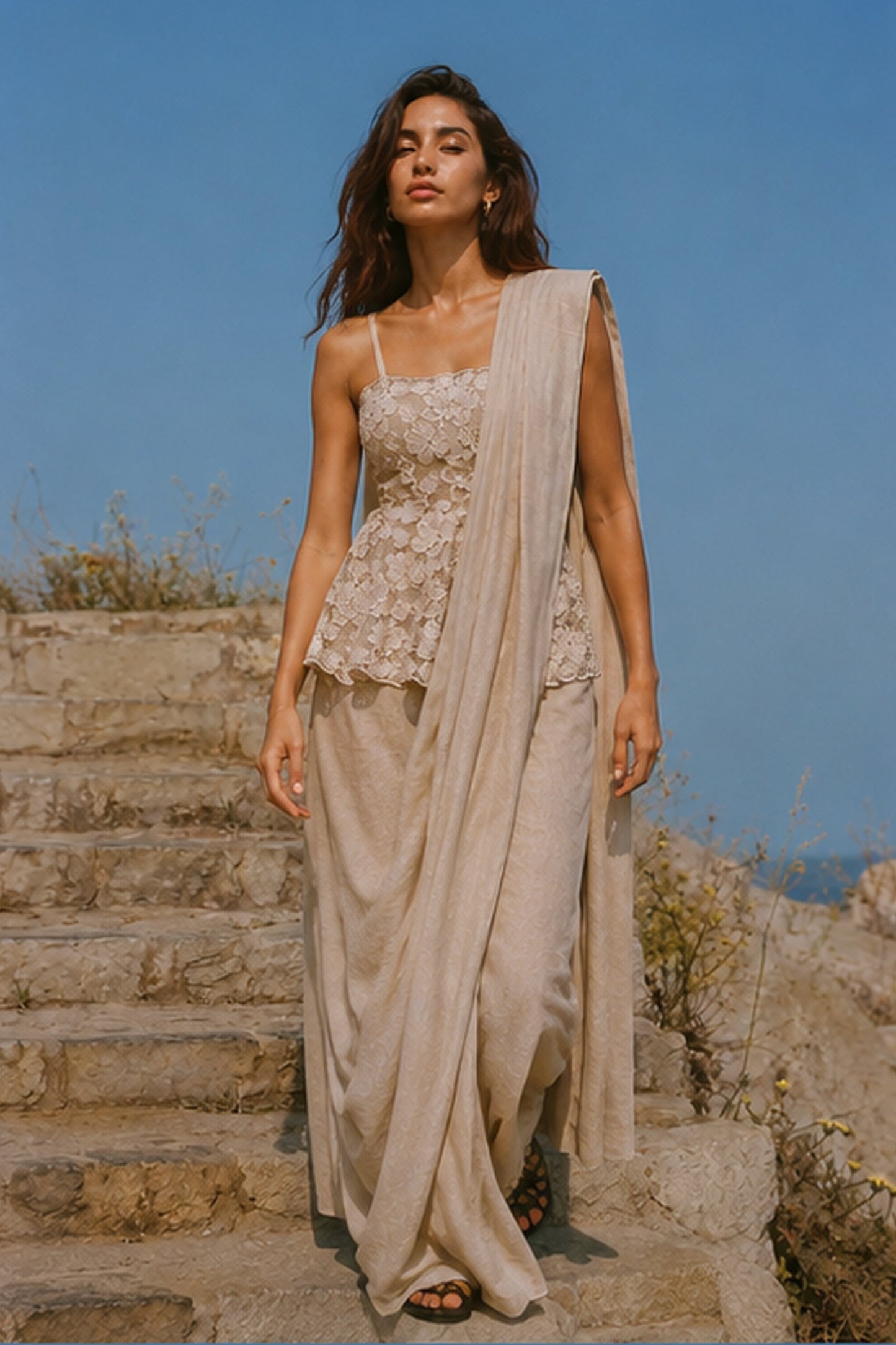 LINEN SARI DRAPE SKIRT