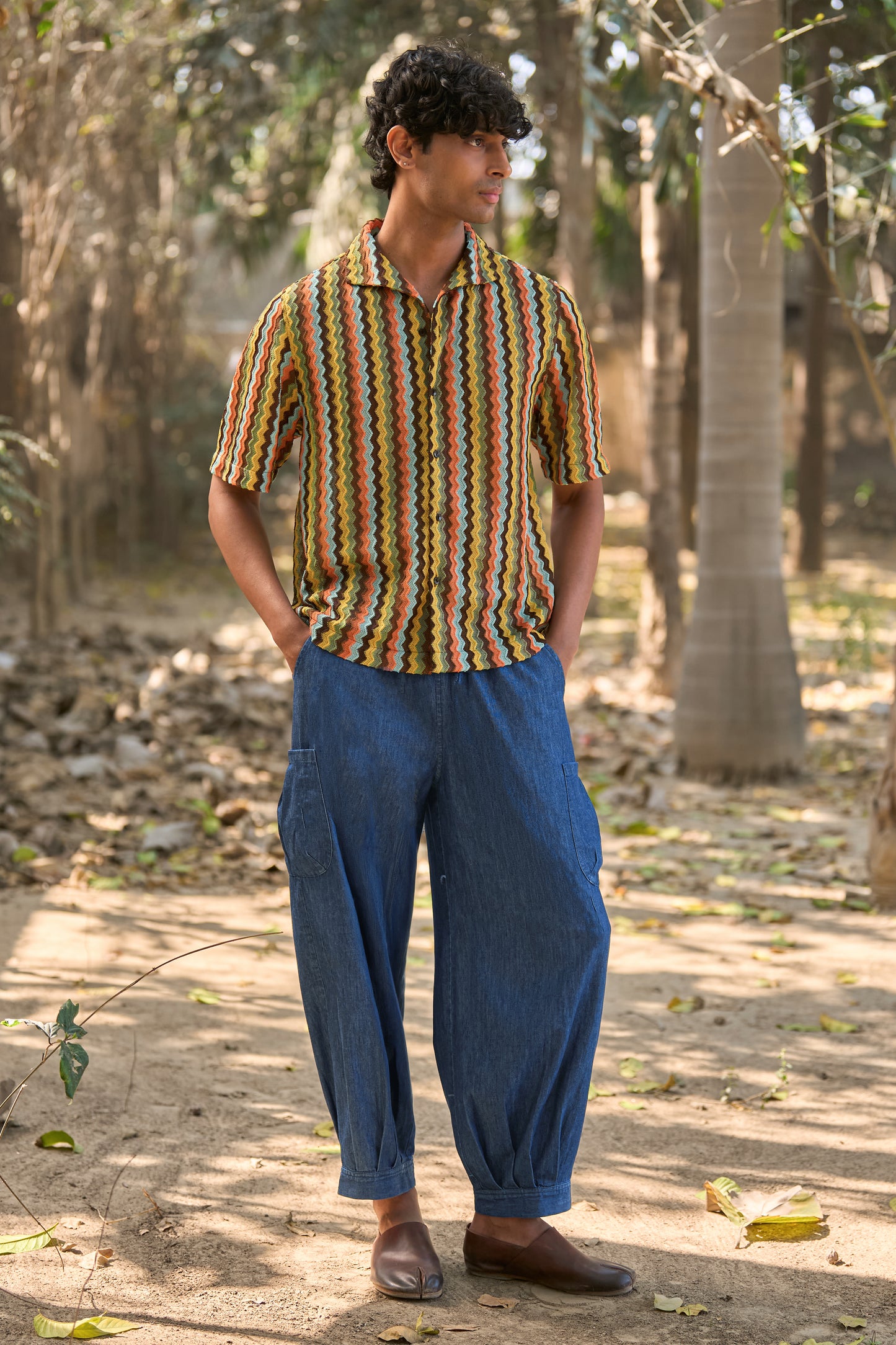 MULTICOLOUR TEXTURED KNIT SHIRT