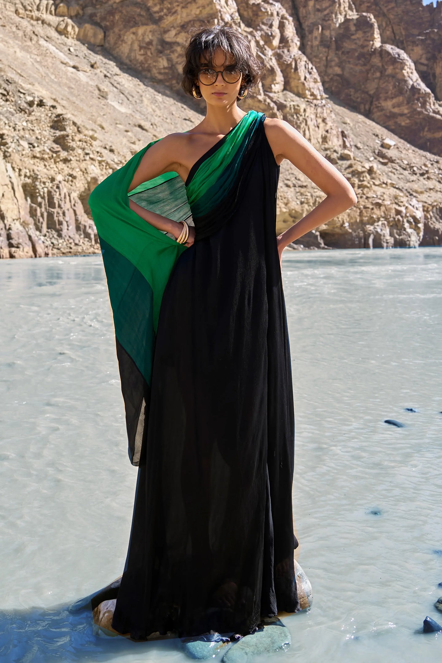 OMBRÉ DRAPED SARI GOWN