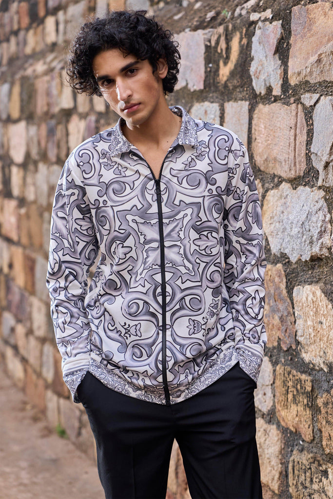 CERAMIC PRINT ZIP FRONT SHIRT - dash and dot dash and dot