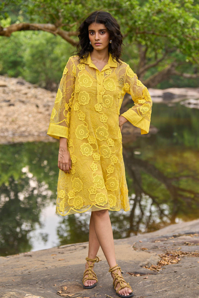 YELLOW LACE DRESS - dash and dot dash and dot