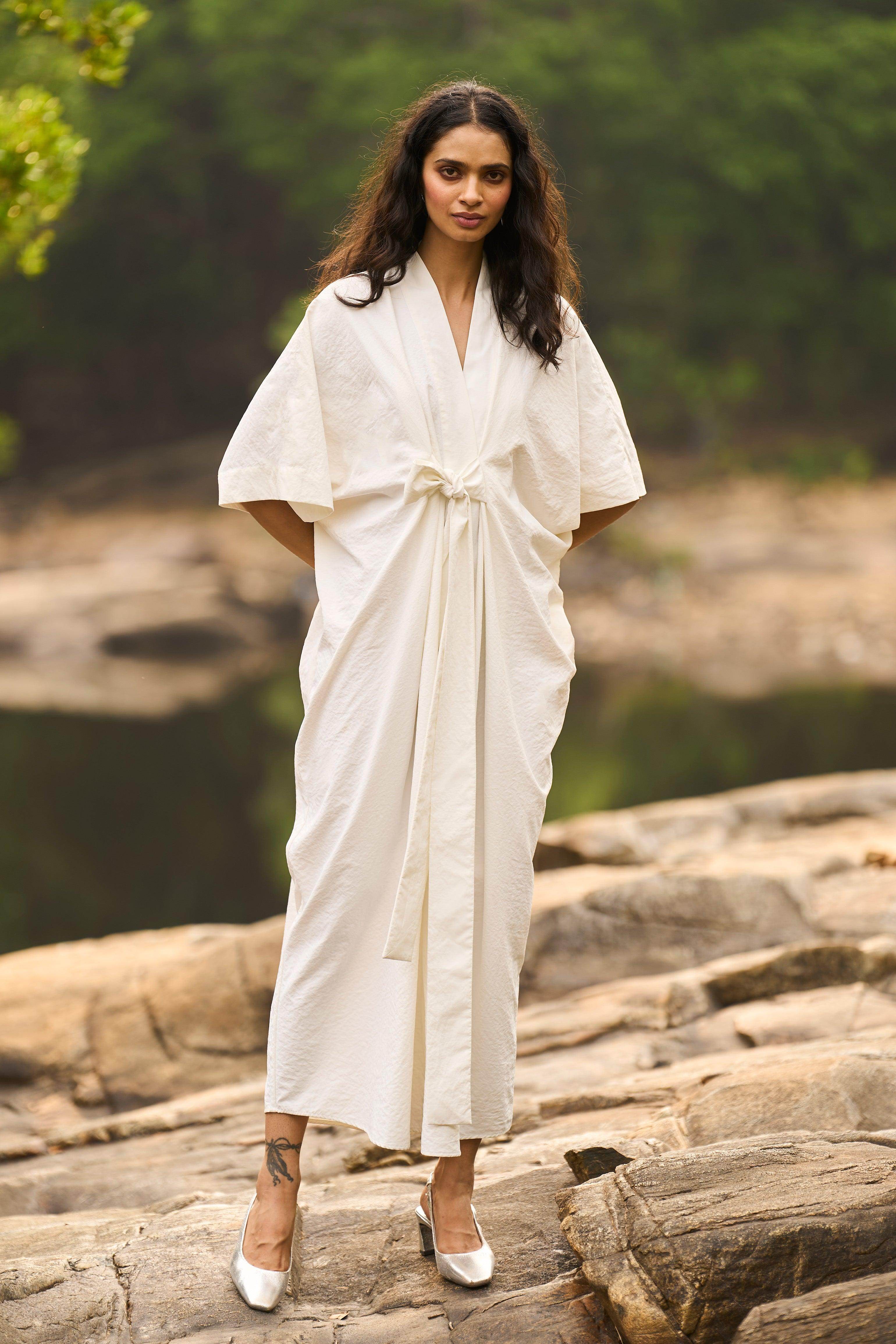 IVORY KAFTAN DRESS M / Ivory