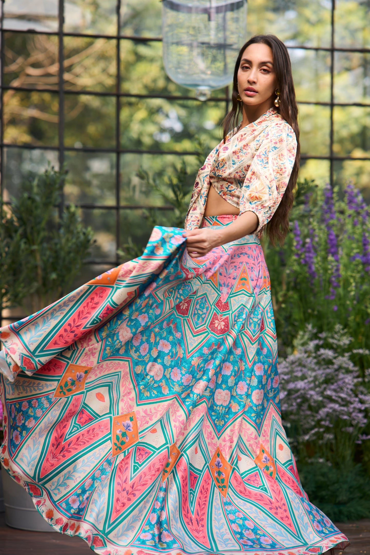 MOSAIC PRINT FLARED SKIRT