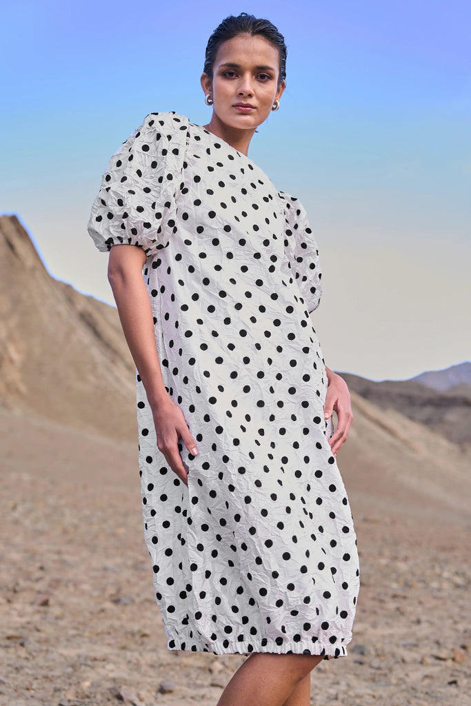 CRUSHED POLKA DOT DRESS dash and dot