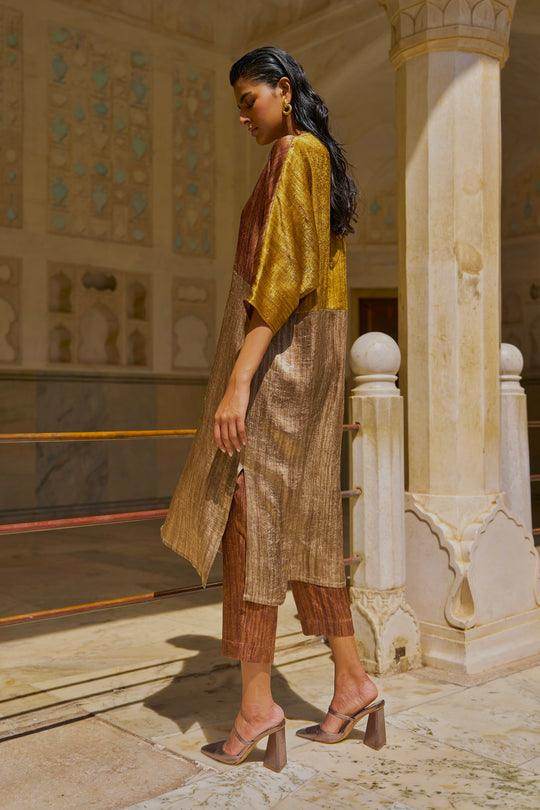 LAMÉ BLOCKED TUNIC AND PANT SET - dash and dot