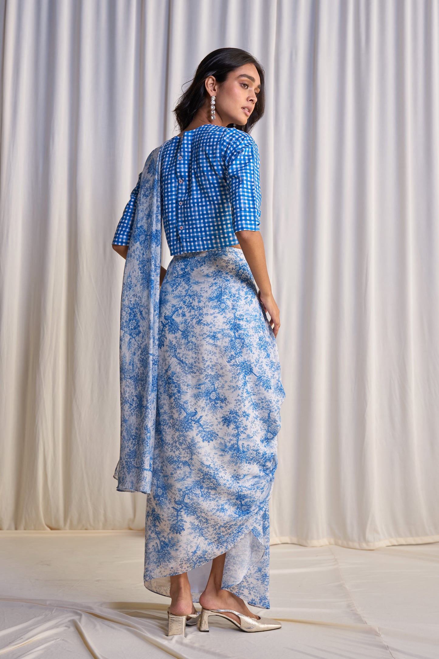 LINEN MADRAS CHECK PRINT TOP