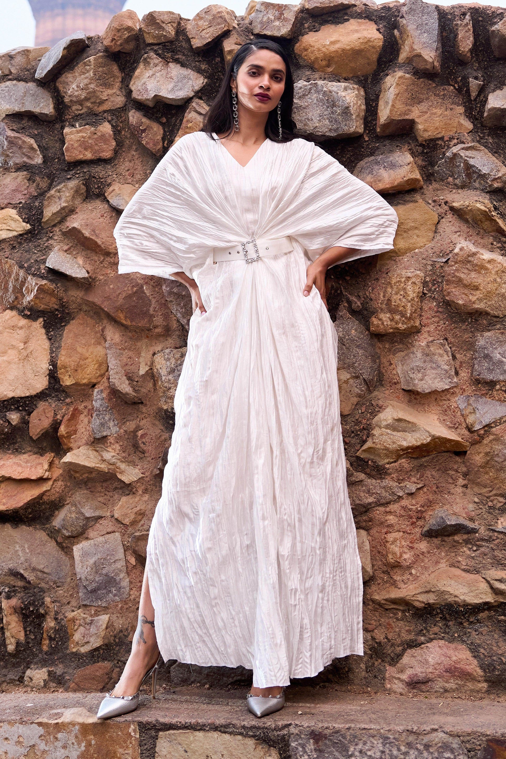 CRUSHED IVORY KAFTAN - dash and dot