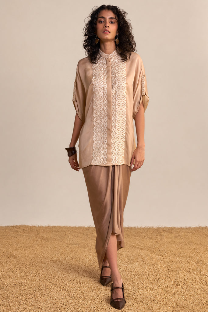 LACE EMBROIDERED SATIN TOP dash and dot