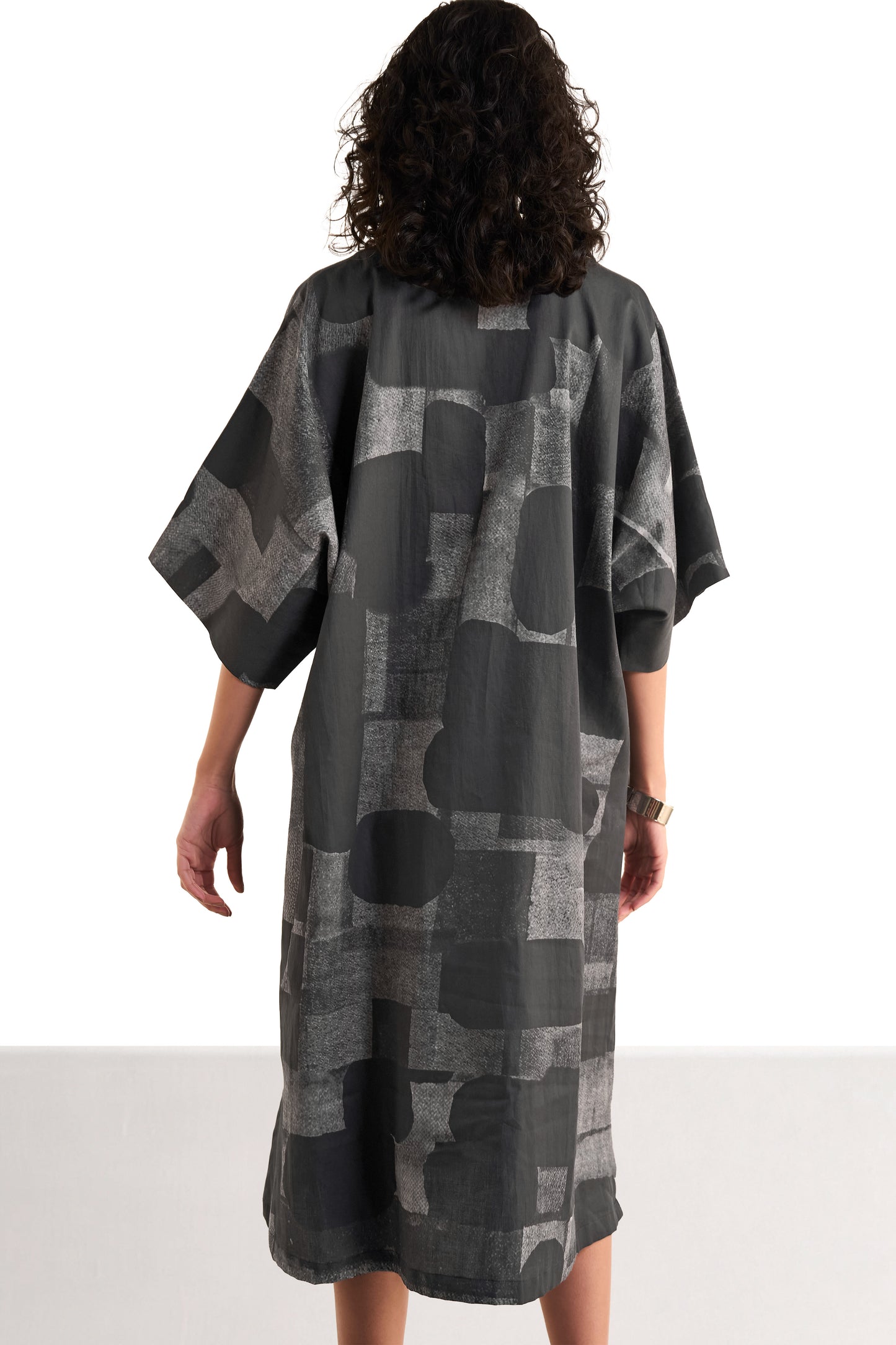 ABSTRACT GEOMETRIC PRINT SHIRT DRESS