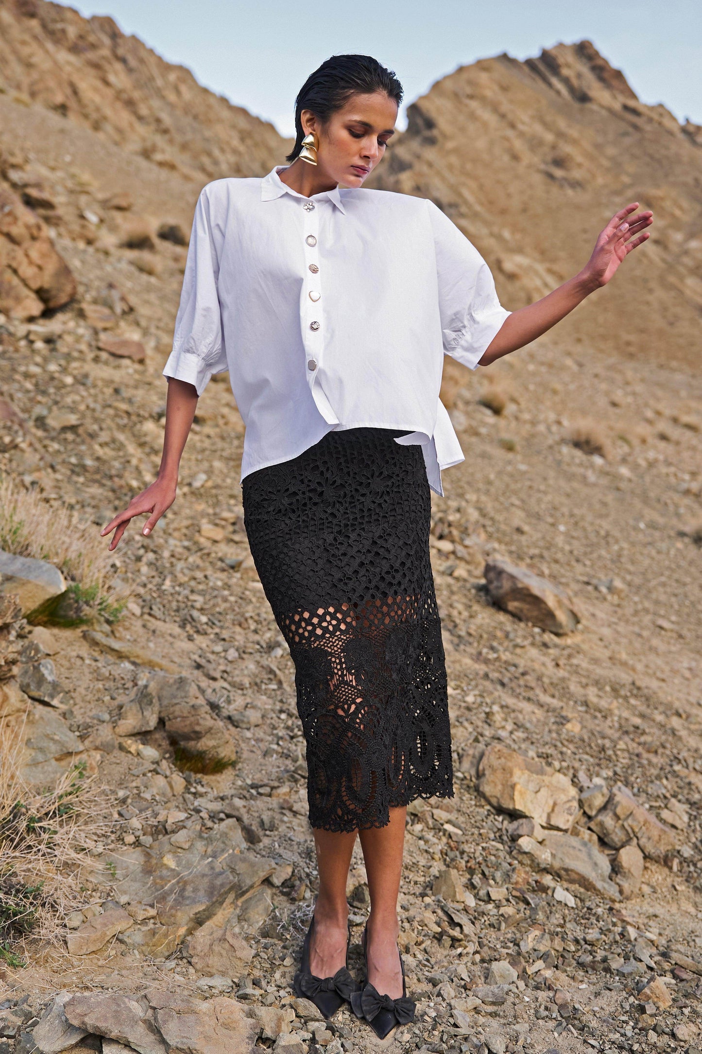 METALLIC LACE SKIRT - dash and dot
